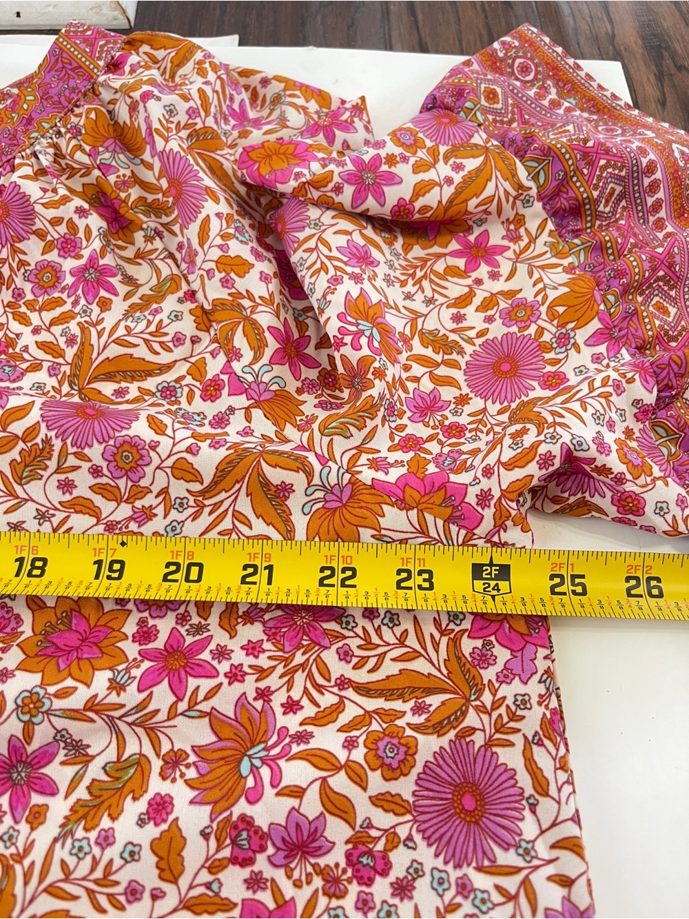 GiGio Size 1X Chiffon Oversized Plus Maxi Dress Boho Maximalist Orange Pink - Picture 6 of 7